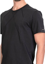 Black Tonal Stitches Knit Tee