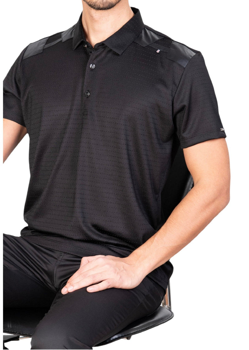 Black Jacquard Luxe Dot Polo