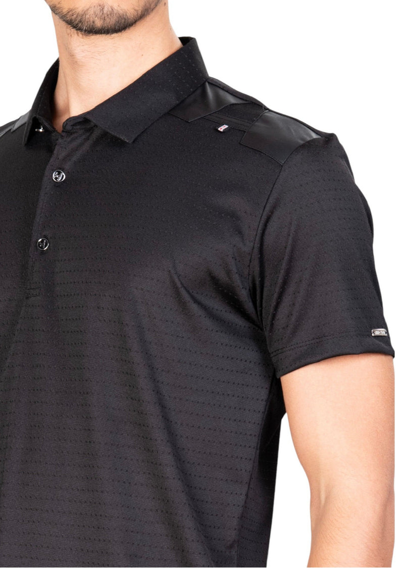 Black Jacquard Luxe Dot Polo