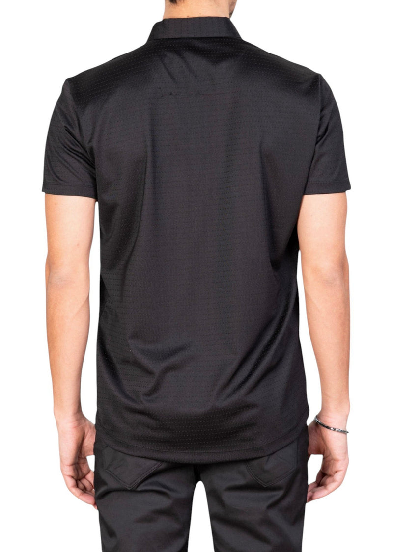 Black Jacquard Luxe Dot Polo