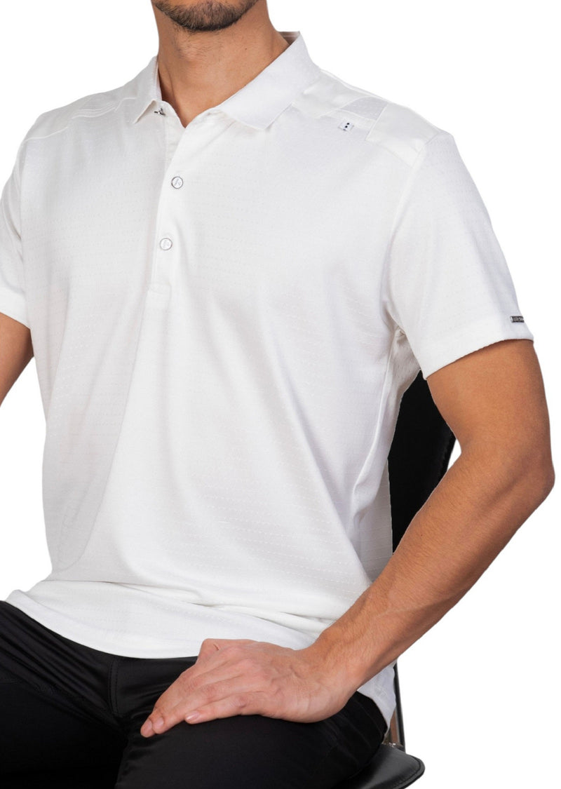 White Jacquard Luxe Dot Polo
