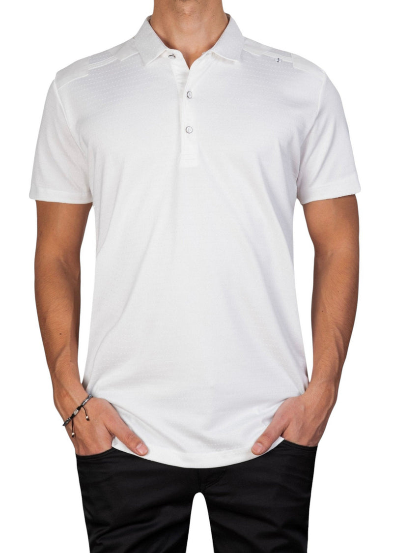 White Jacquard Luxe Dot Polo
