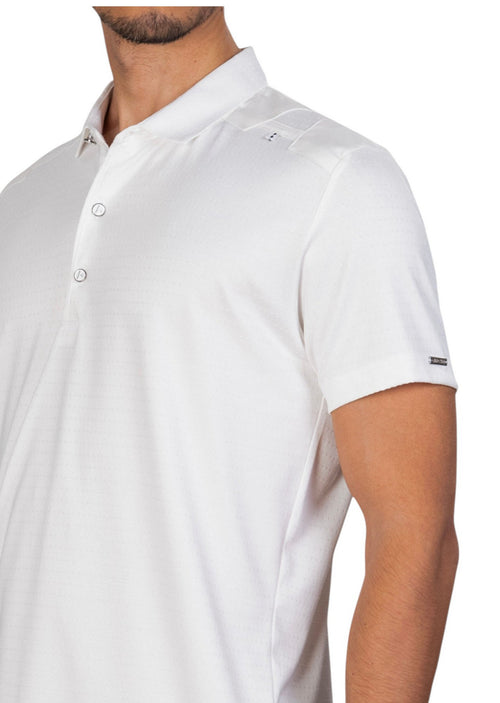 White Jacquard Luxe Dot Polo