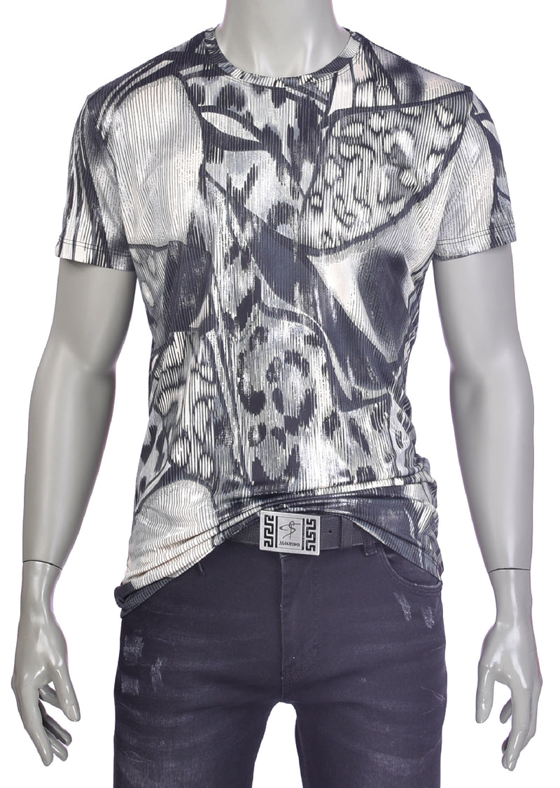 Gray Freestyle Art Tech Print Tee