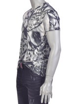 Gray Freestyle Art Tech Print Tee