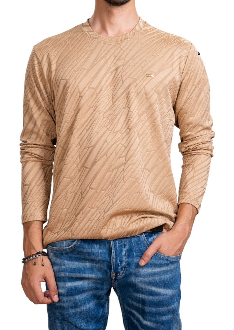 Beige Mirror Cut Knit Sweater