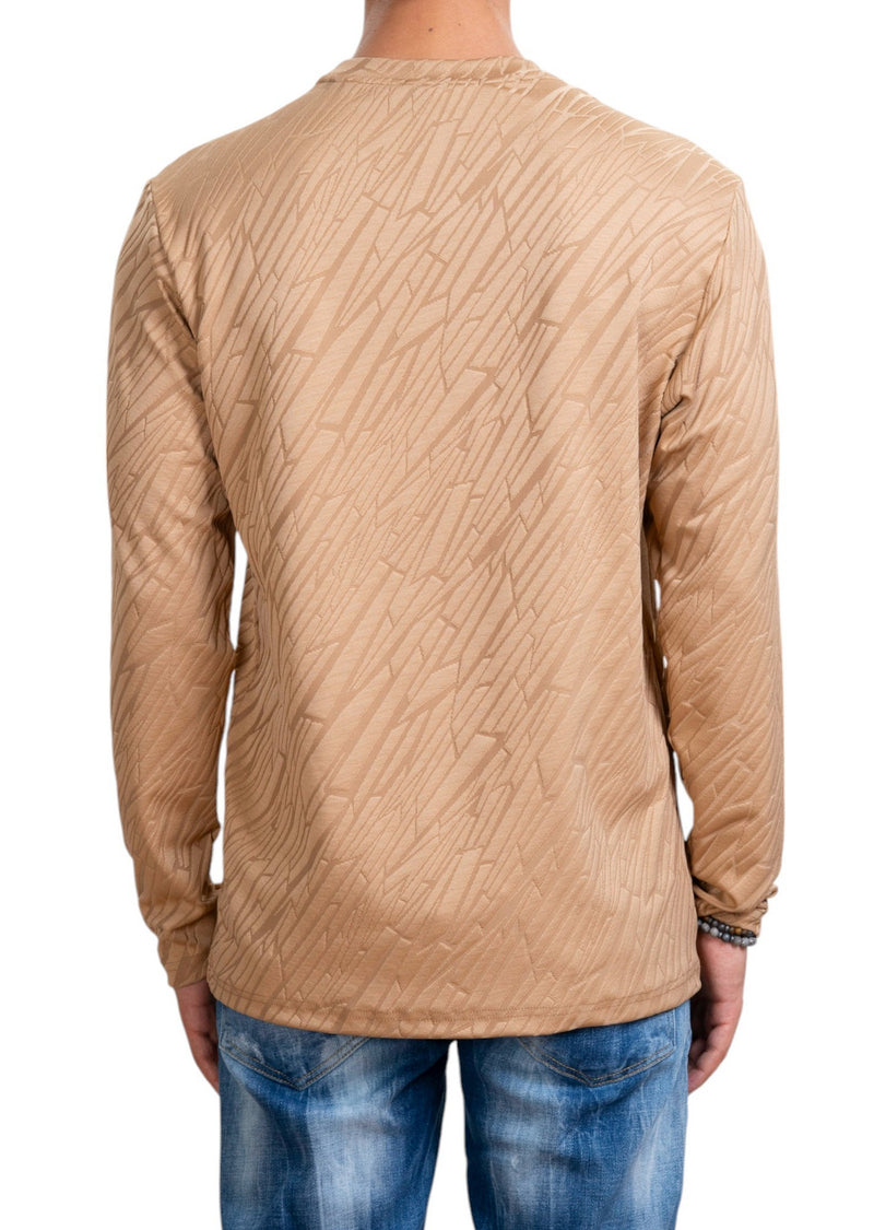 Beige Mirror Cut Knit Sweater
