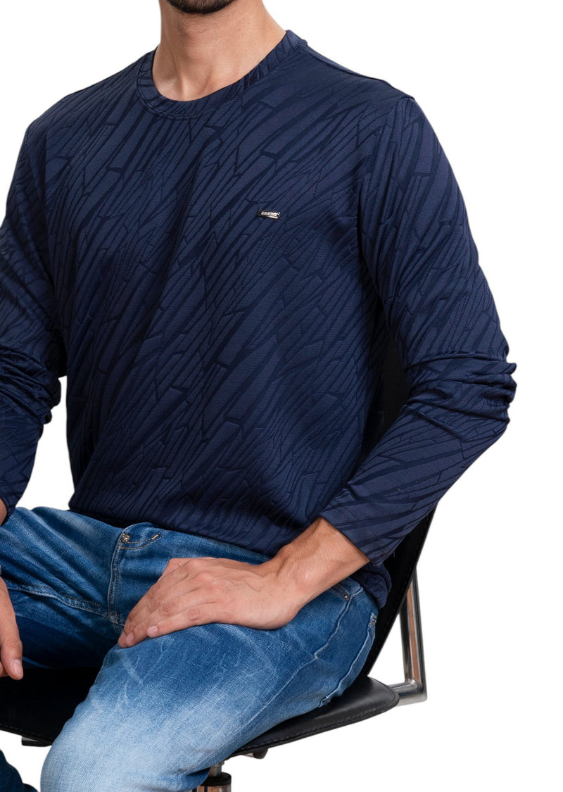 Navy Mirror Cut Knit Sweater