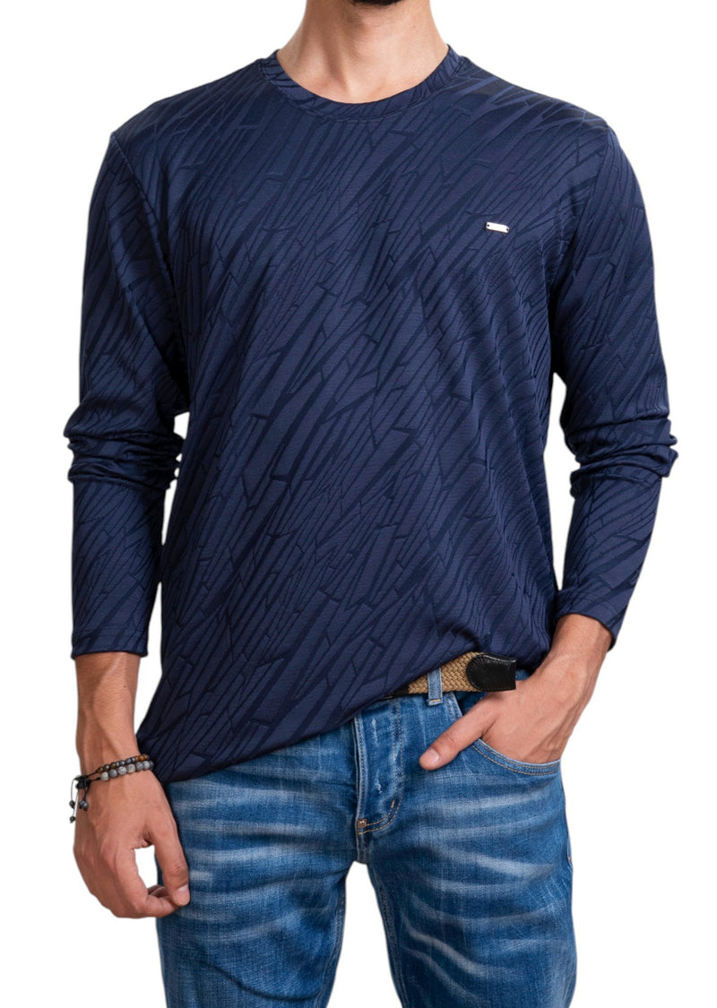 Navy Mirror Cut Knit Sweater