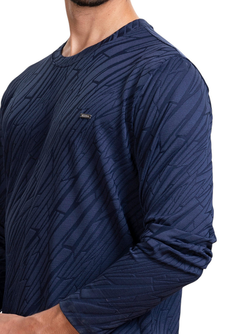 Navy Mirror Cut Knit Sweater