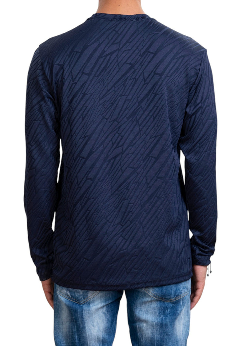 Navy Mirror Cut Knit Sweater
