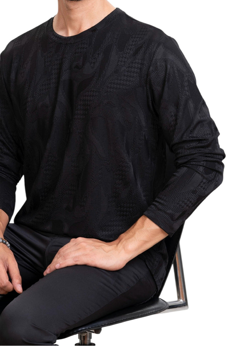 Black Houndstooth Knit Sweater