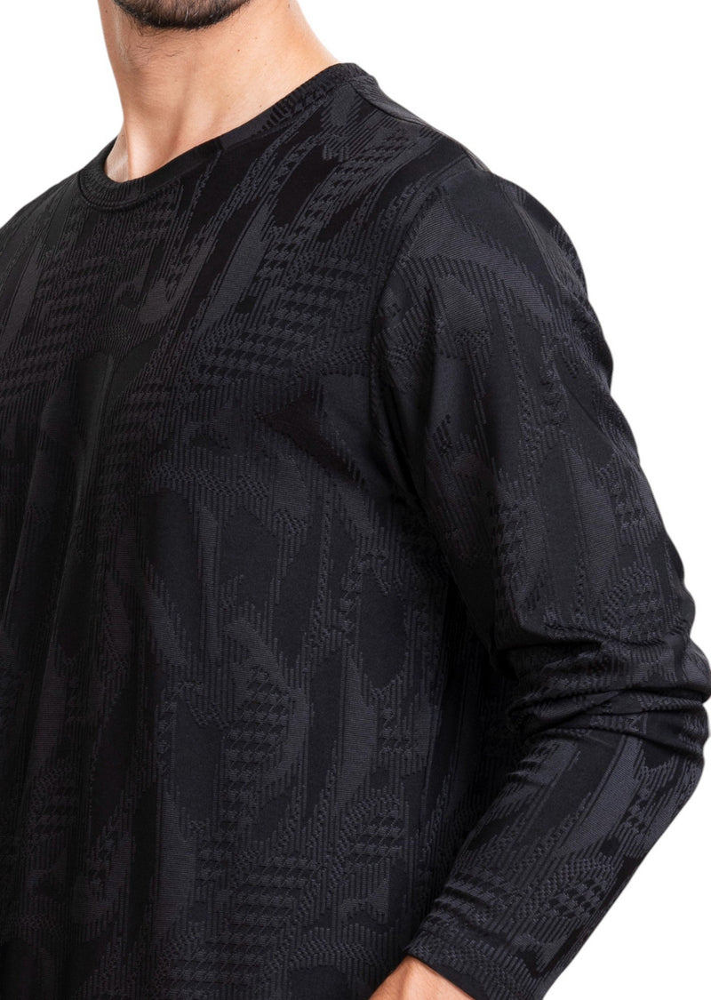 Black Houndstooth Knit Sweater