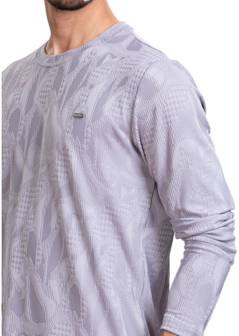 Gray Houndstooth Knit Sweater