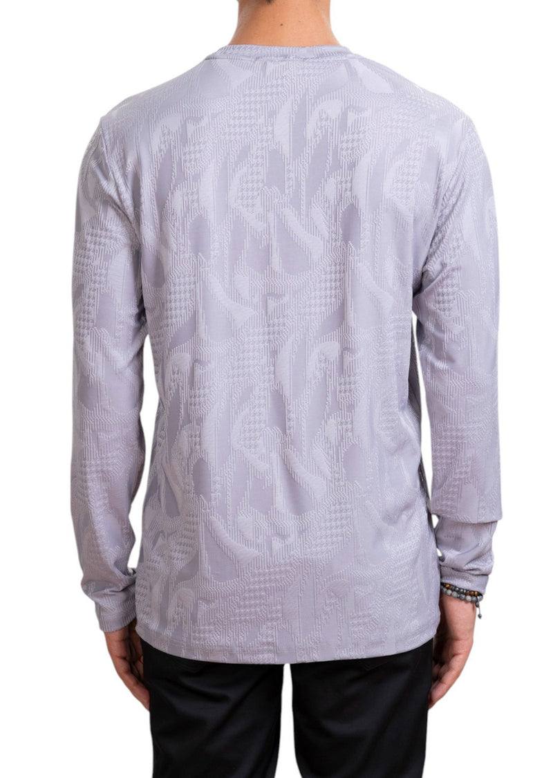 Gray Houndstooth Knit Sweater