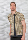 Gold Baroque Motif Print Polo