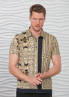 Gold Baroque Motif Print Polo