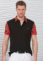 Black "The Lion" Print Polo