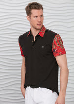 Black "The Lion" Print Polo