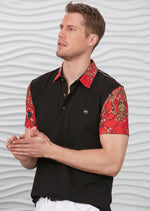 Black "The Lion" Print Polo