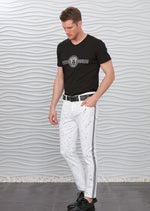 White Houndstooth Paint Jeans