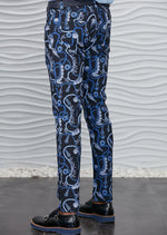 Blue Chain Tessel Print Pants
