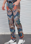 Blue Brown Mosaic Print Pants