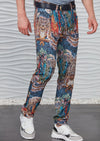 Blue Brown Mosaic Print Pants