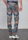 Blue Brown Mosaic Print Pants