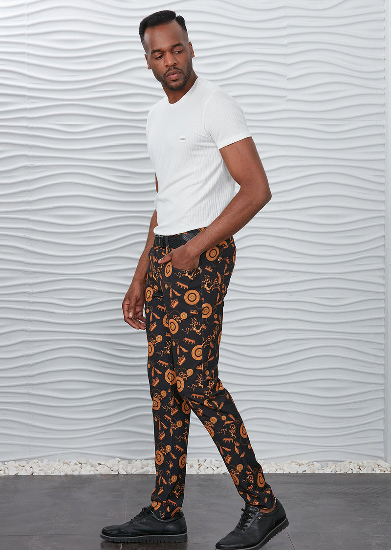 Black Gold "Crown" Print Pants