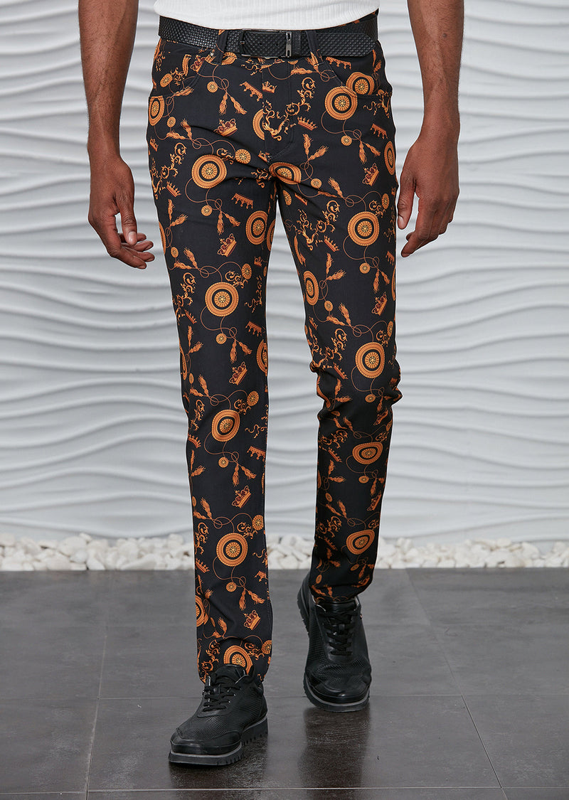 Black Gold "Crown" Print Pants