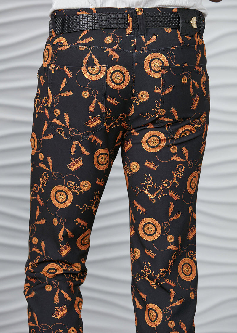 Black Gold "Crown" Print Pants