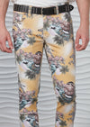 Yellow Floral Tiger Print Denim