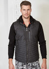 Black Hooded Hybrid Quilted Jacket