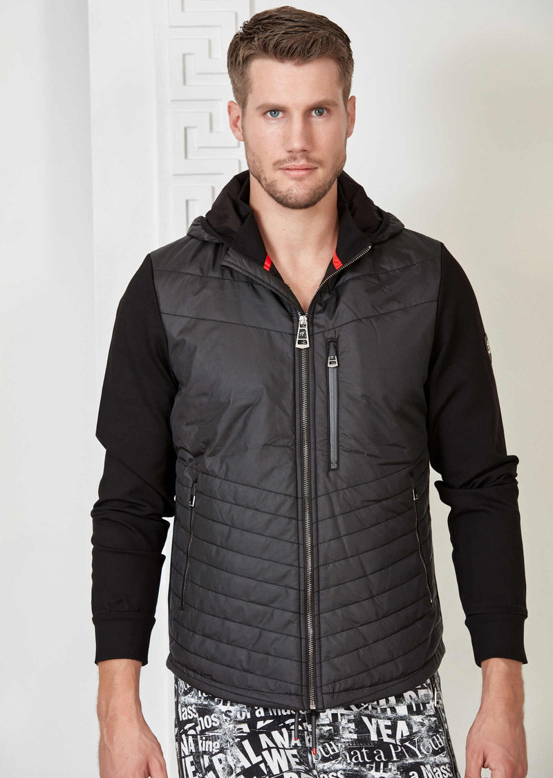 Hybrid padded hooded jacket top