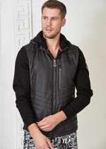 Black Hooded Hybrid Quilted Jacket