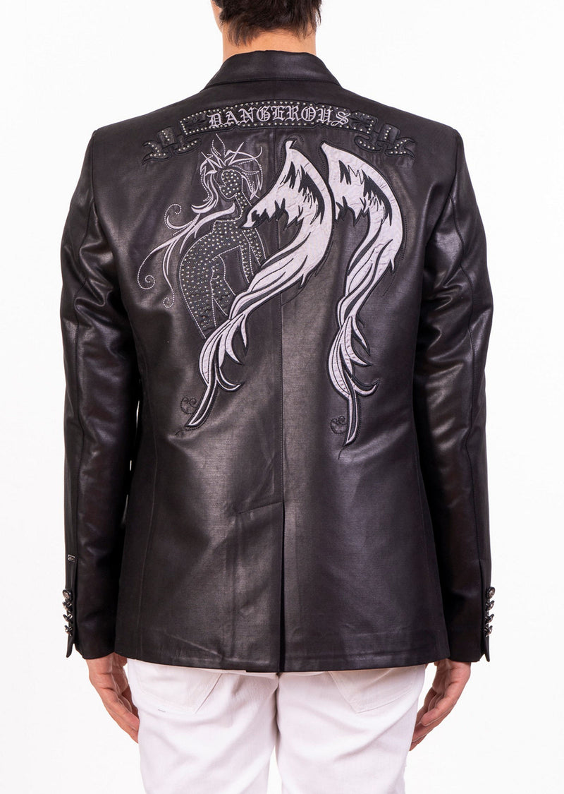 Black Embroidery "Dangerous" Blazer