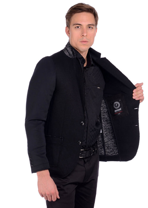 Black Scuba Knit Casual Blazer