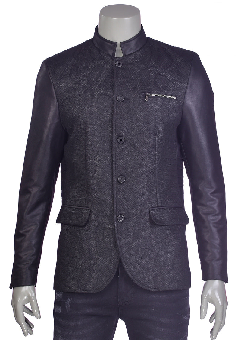 Black Mandarin Collar Blazer