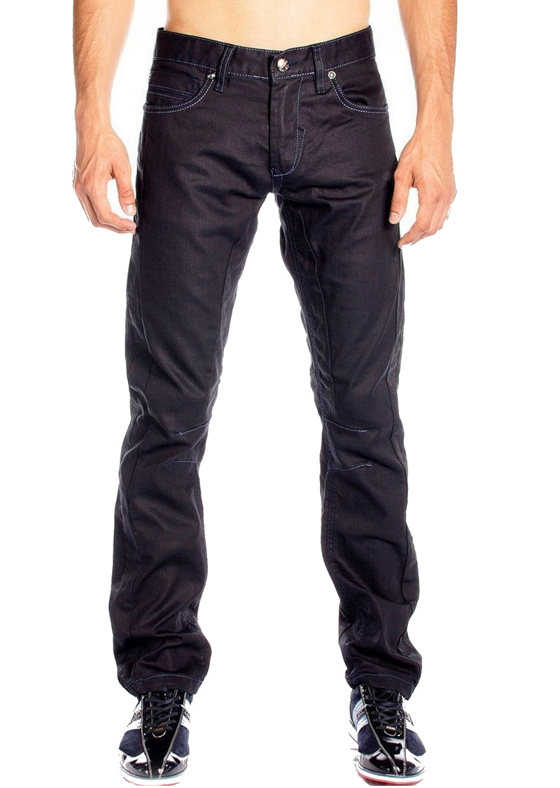 Navy Waxed Slim Fit Denim