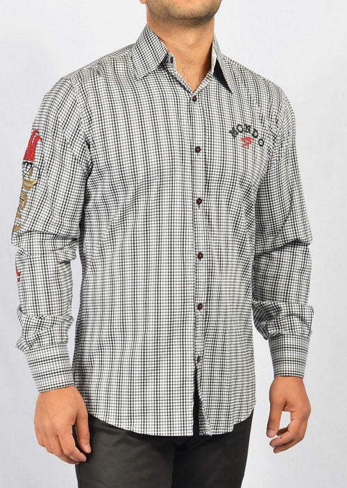 Black Gray Checker Long Sleeve Shirt