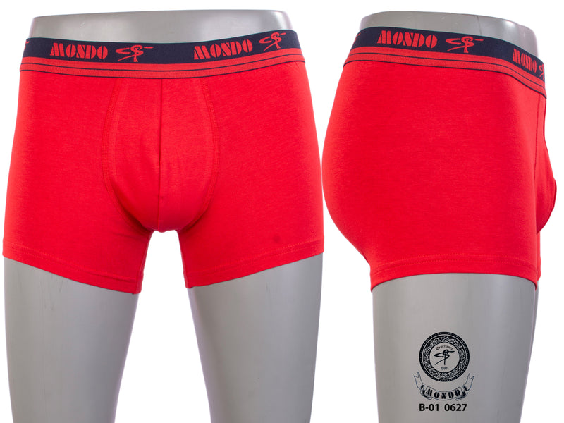 Red Navy Cotton Superior Stretch Boxer Briefs