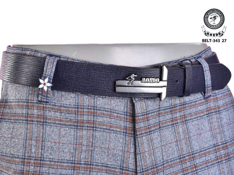 Navy with Silver Custom Buckle Leather Belt