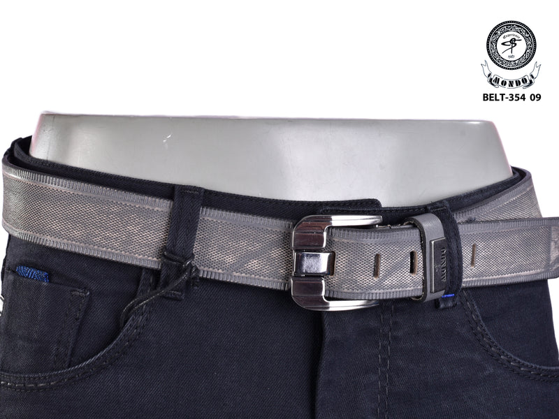 Gray Full-Grain Leather Belt
