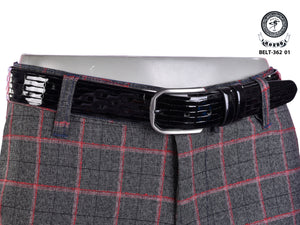 Black Textured Shine Leather Belt