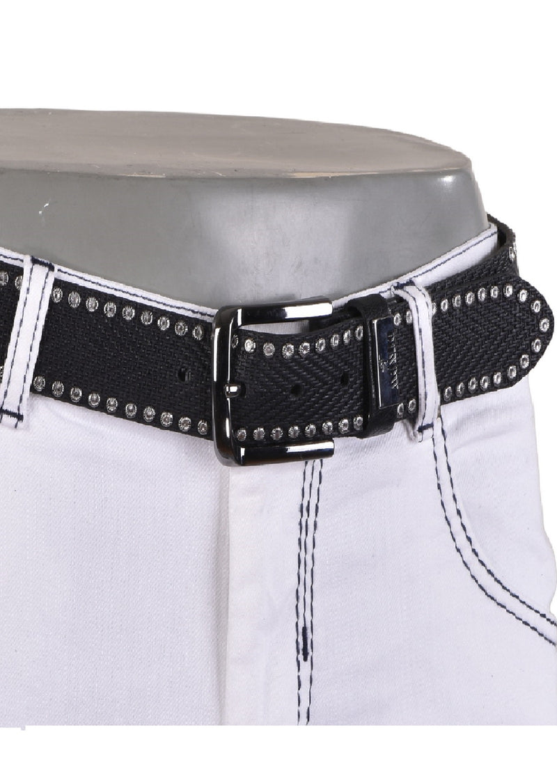 Black Textured Studded Belt