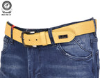 Yellow Textured Leather Belt