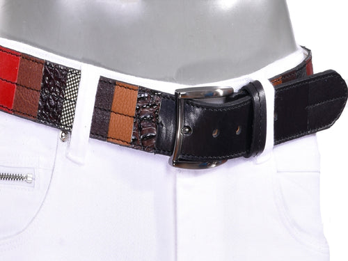 Multi-color Mixed Leather Belt