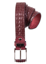 Burgundy Croc Embossed Leather Belt