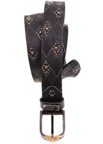 Black Diamond Embossed Studded Belt